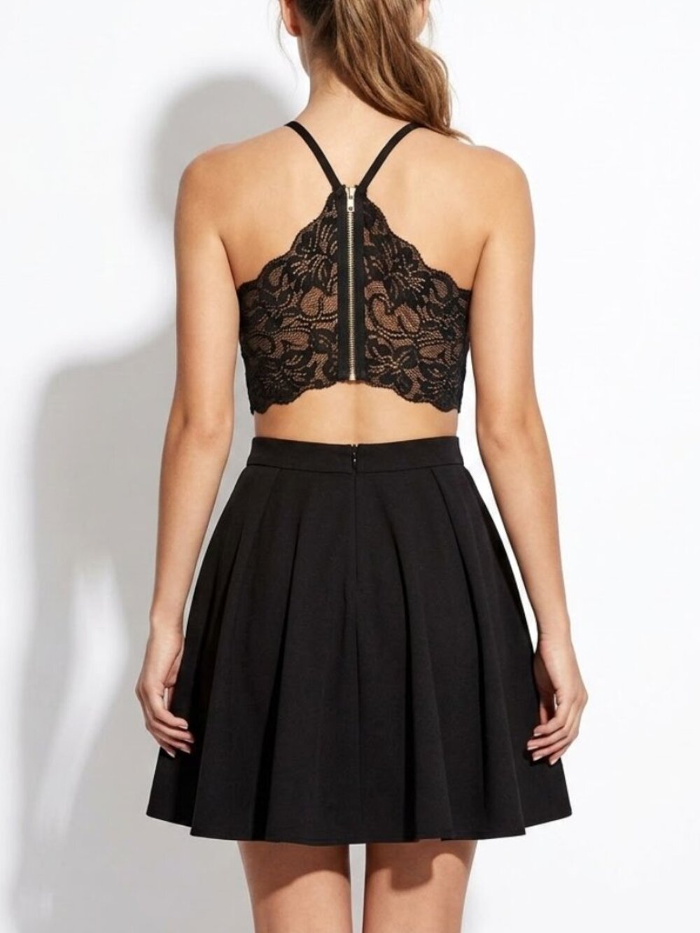 Xtraordinary Goth Coquette Lace Back Cutout Fit & Flare Mini Dress Size 5 - Picture 2 of 12